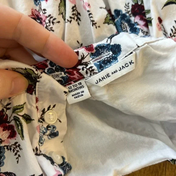 Janie and Jack Floral Puff Sleeve Dress Toddler Girls 12-18 Months - Picture 4 of 10